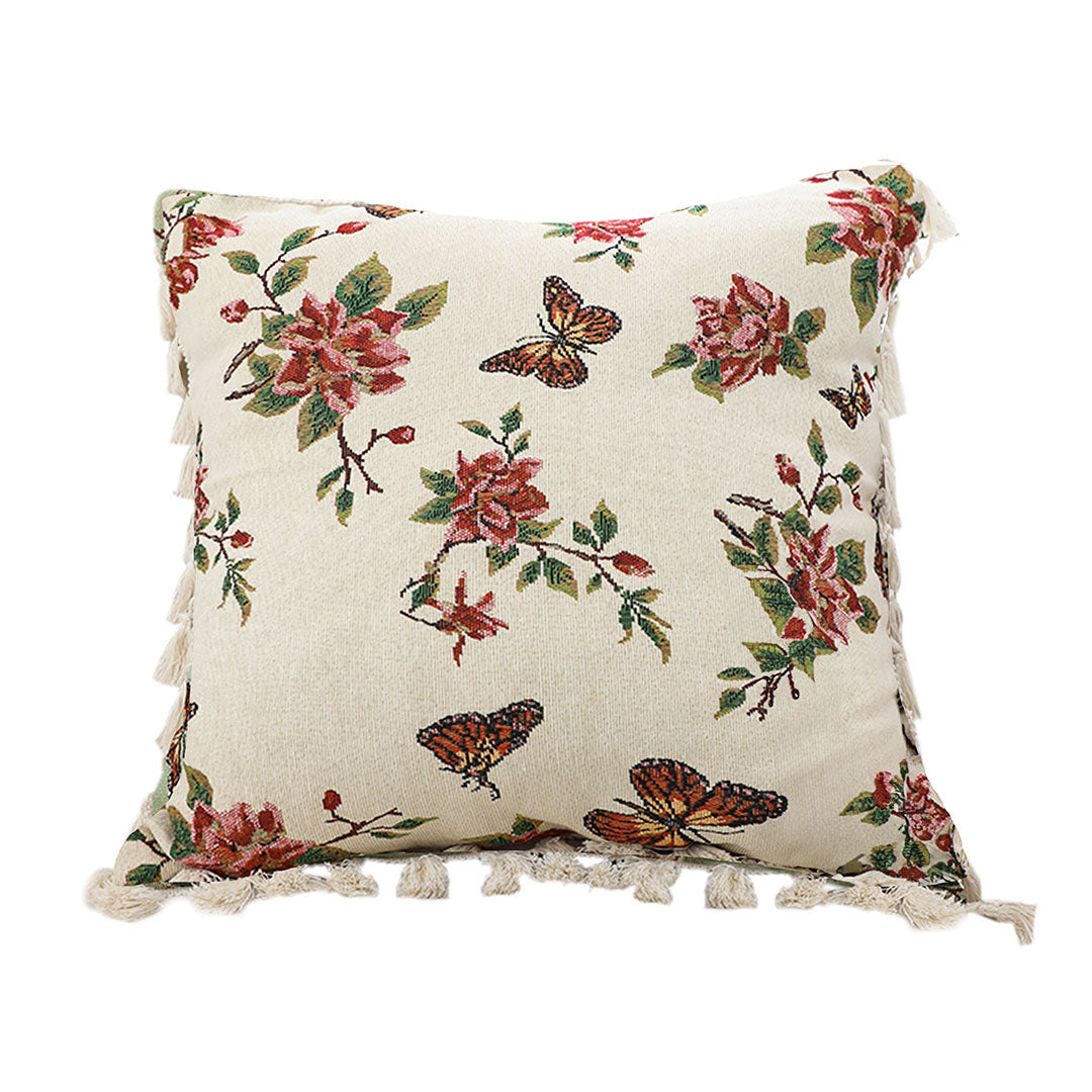 Vintage Butterfly Loves Flowers Throw Pillow