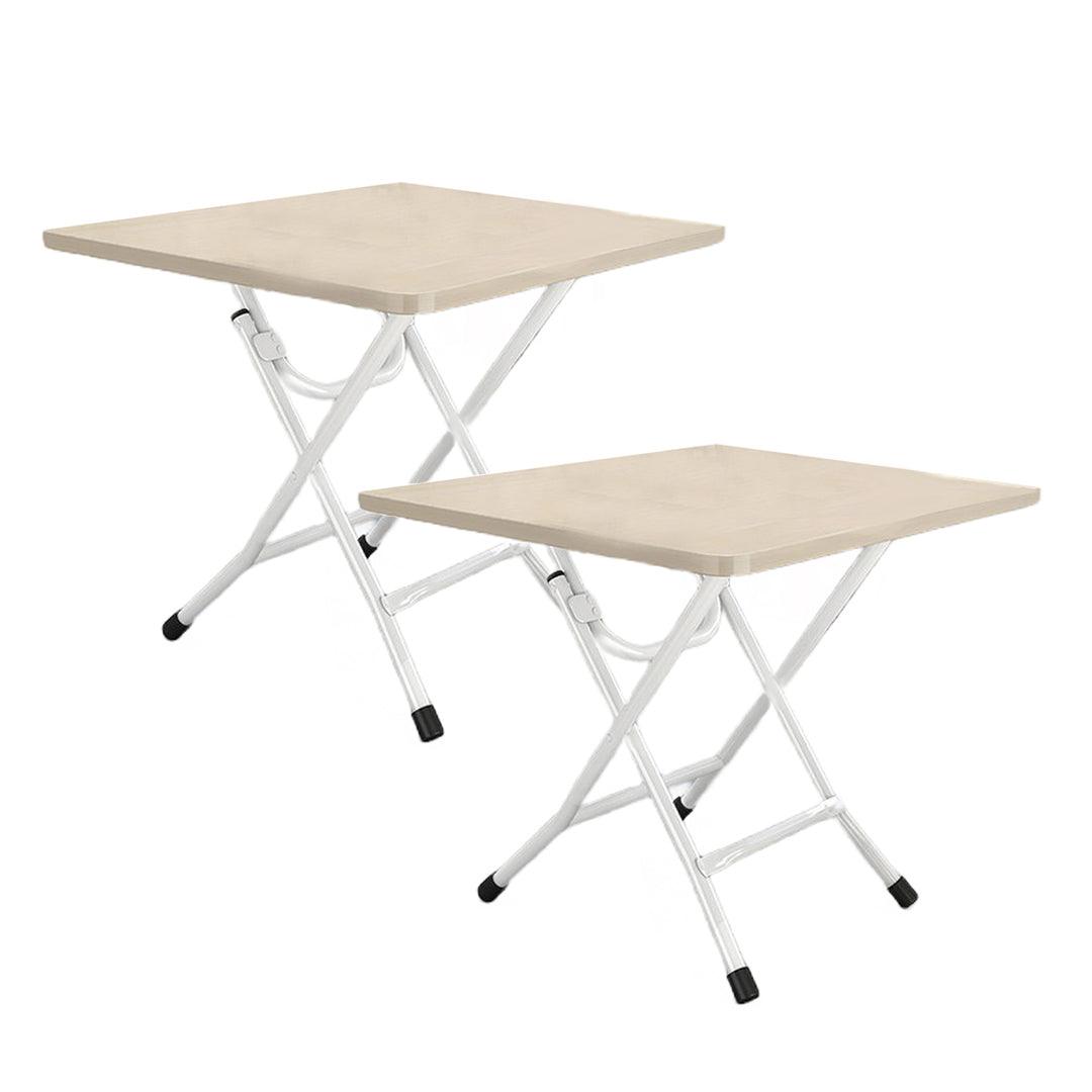 SOGA 2X White Portable Square Table Standing Legs Foldable Furniture Home Decor