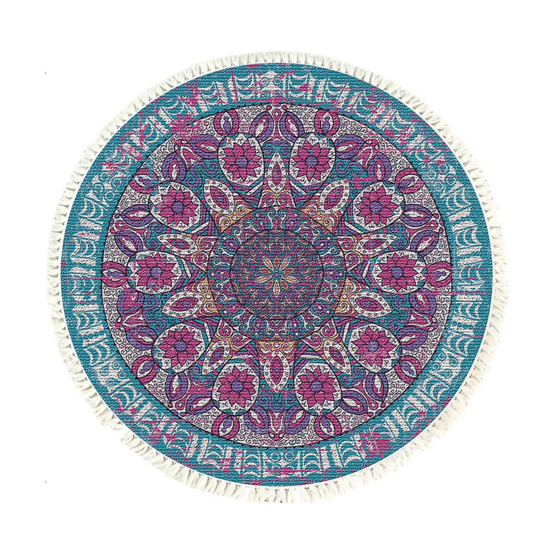 SOGA 120cm Mandala Area Rug for Living Room Lounge Bedroom Anti-slip Doormat Home Decor