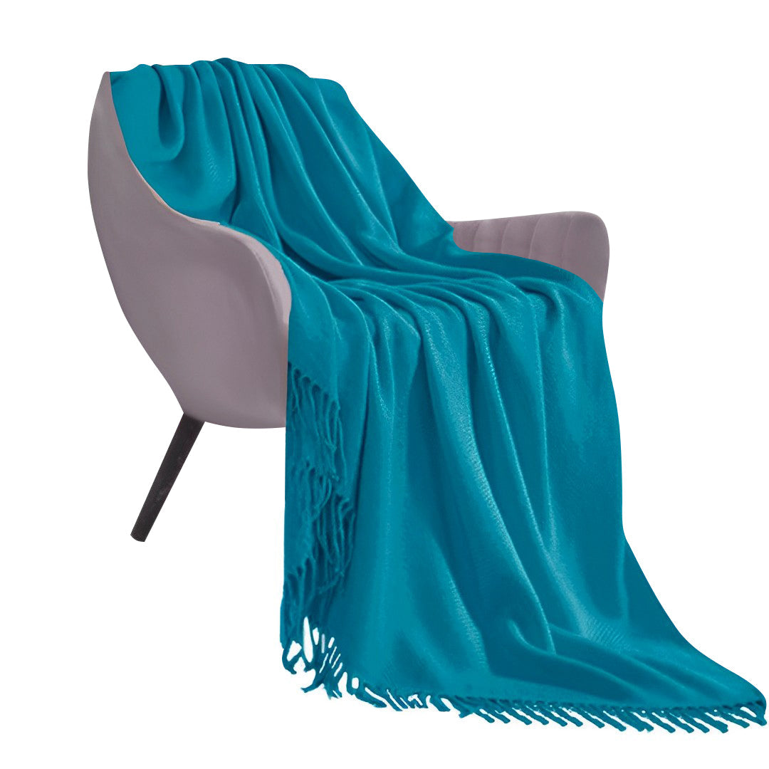 Fringed Knitted Throw Blanket