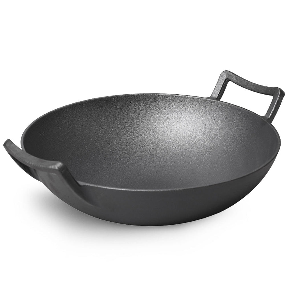 32cm Cast Iron Wok Frying Pan