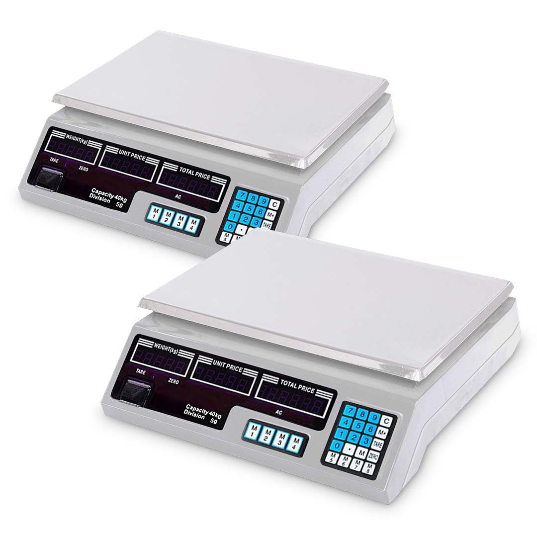 SOGA 2X 40kg Digital Kitchen Scales Shop Electronic Weight Scale Food White