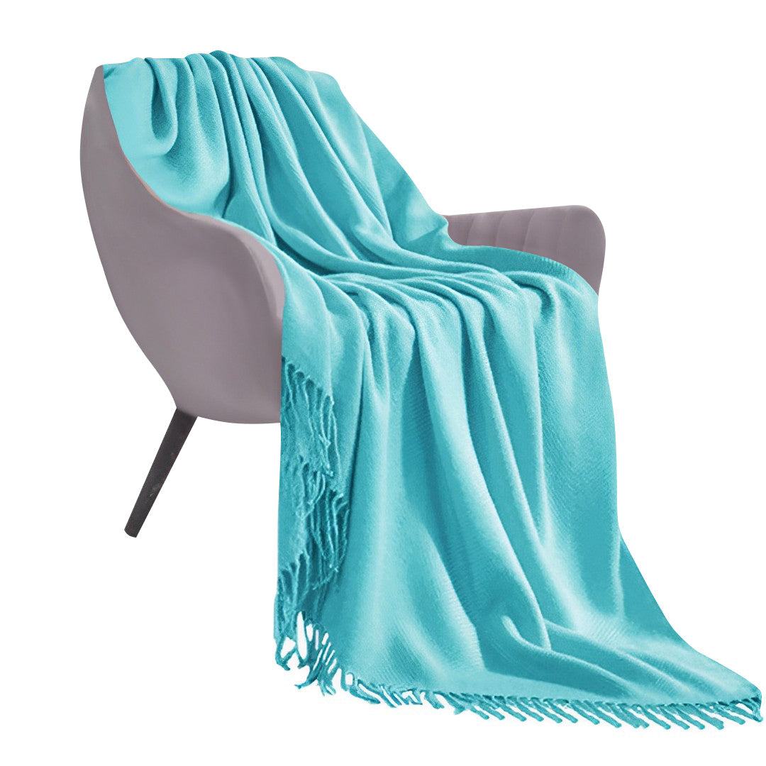 Fringed Knitted Throw Blanket