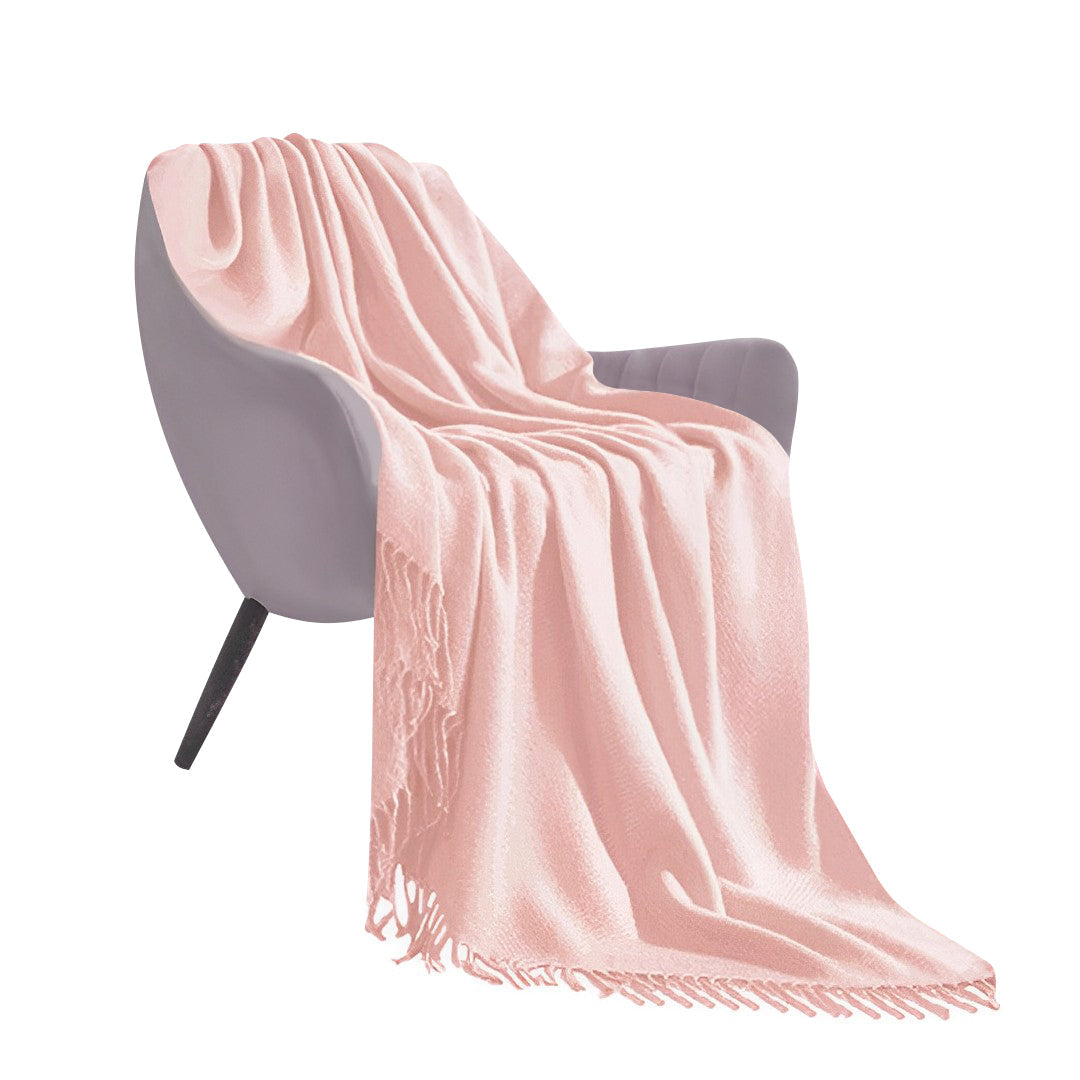 Fringed Knitted Throw Blanket