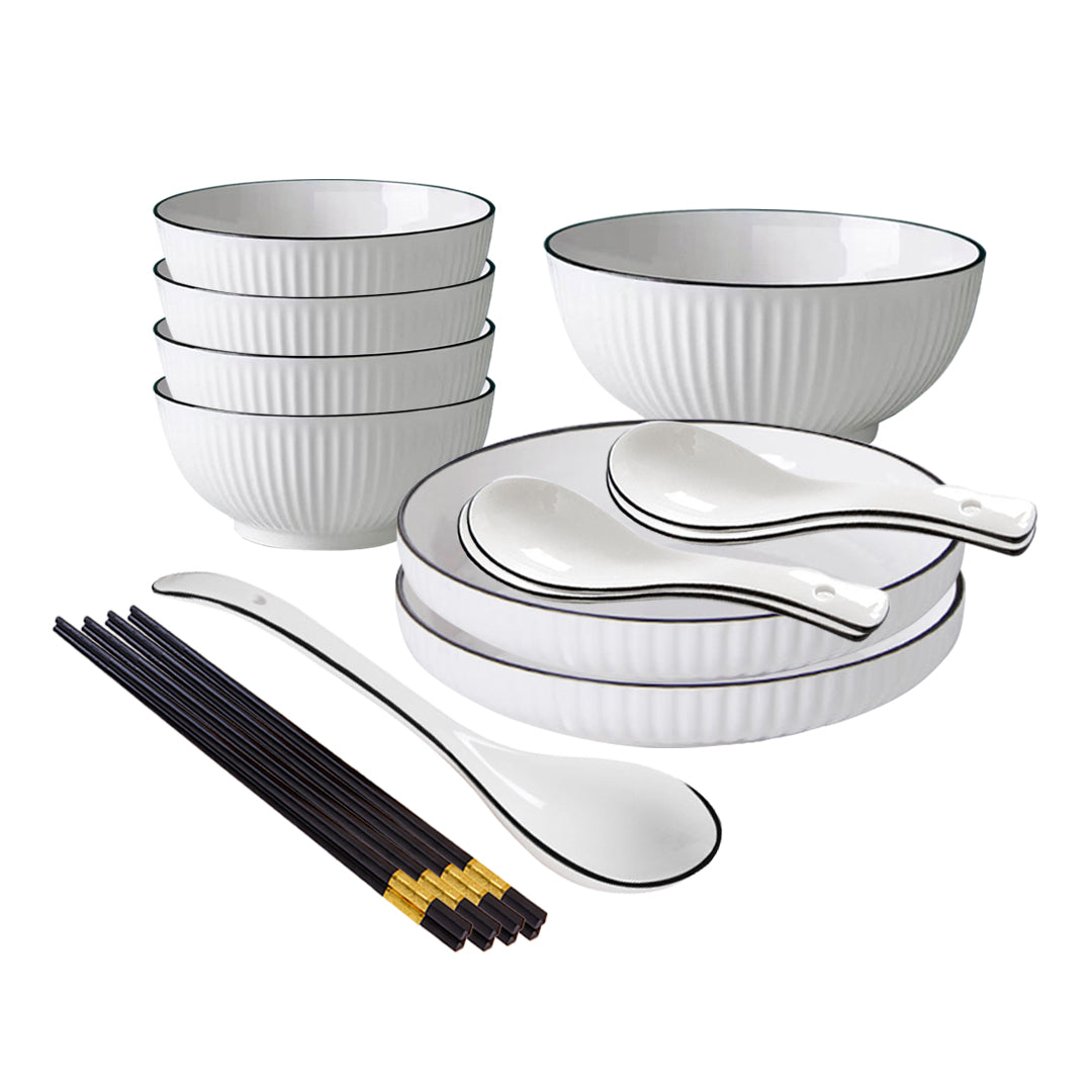 White Ceramic Dinnerware Bowl Set