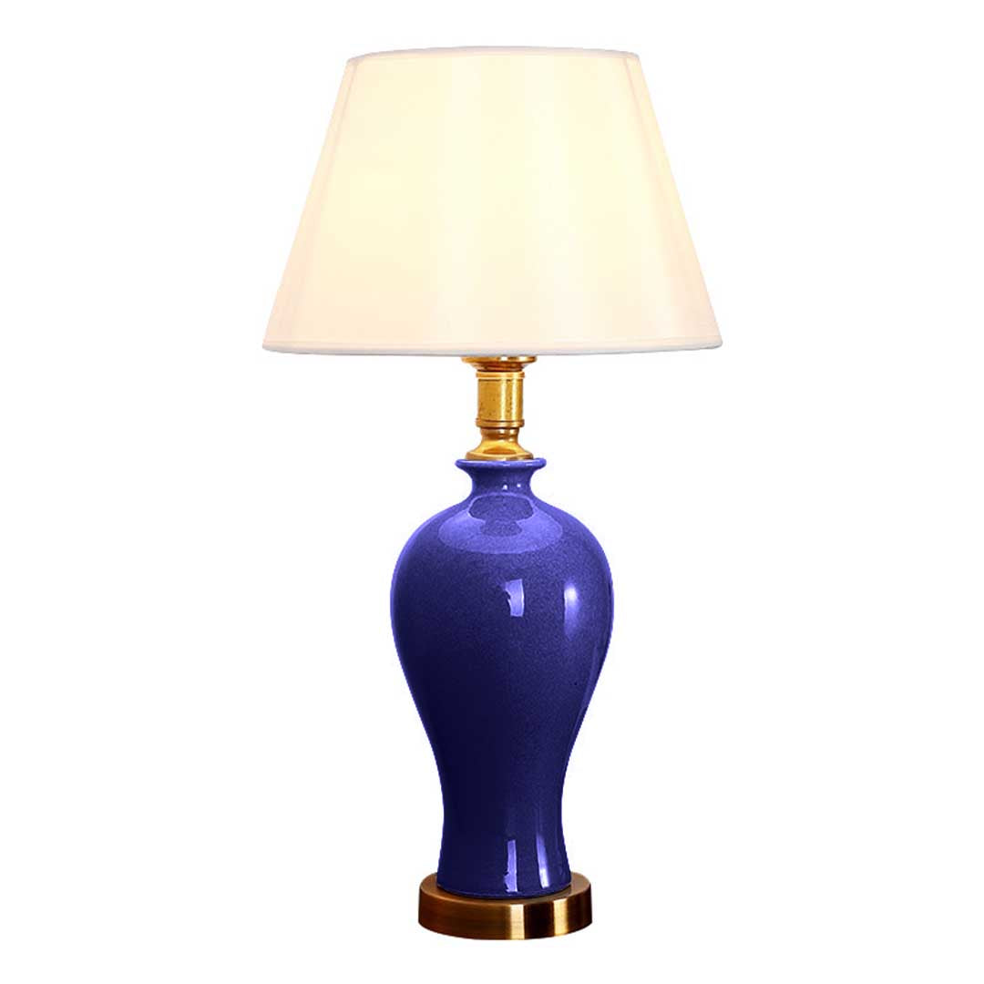 Blue Ceramic Oval Table Lamp