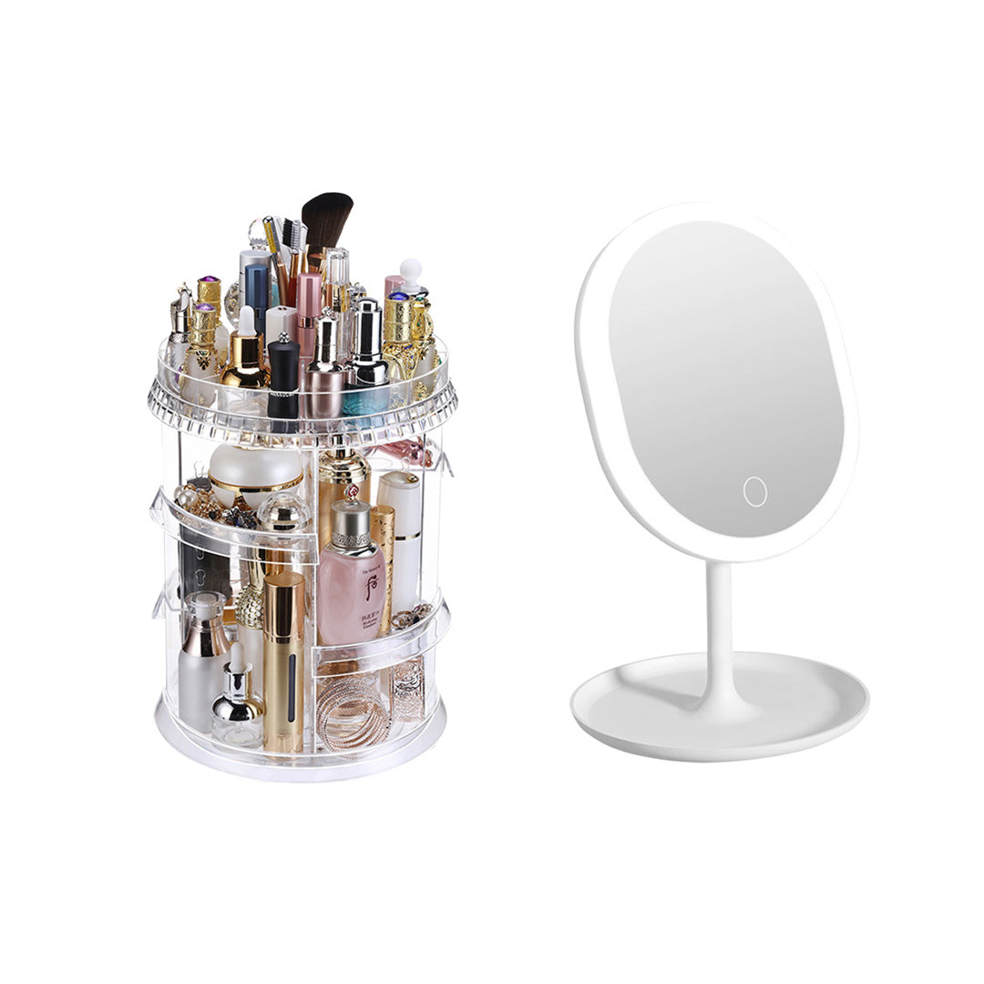 Rotating Makeup Organiser With Led Light