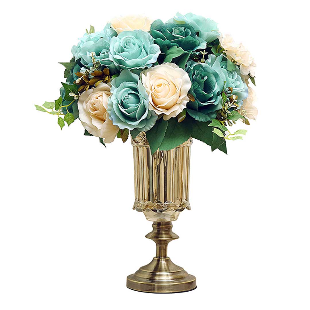 Transparent Vase with Blue Flower Set