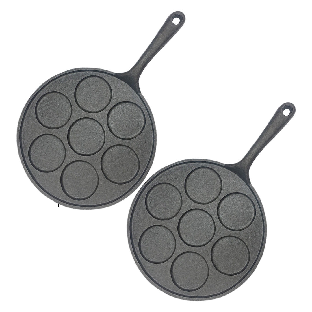 SOGA 2X 23cm Cast Iron Takoyaki Fry Pan Octopus Balls Maker 7 Hole Cavities Grill Mold