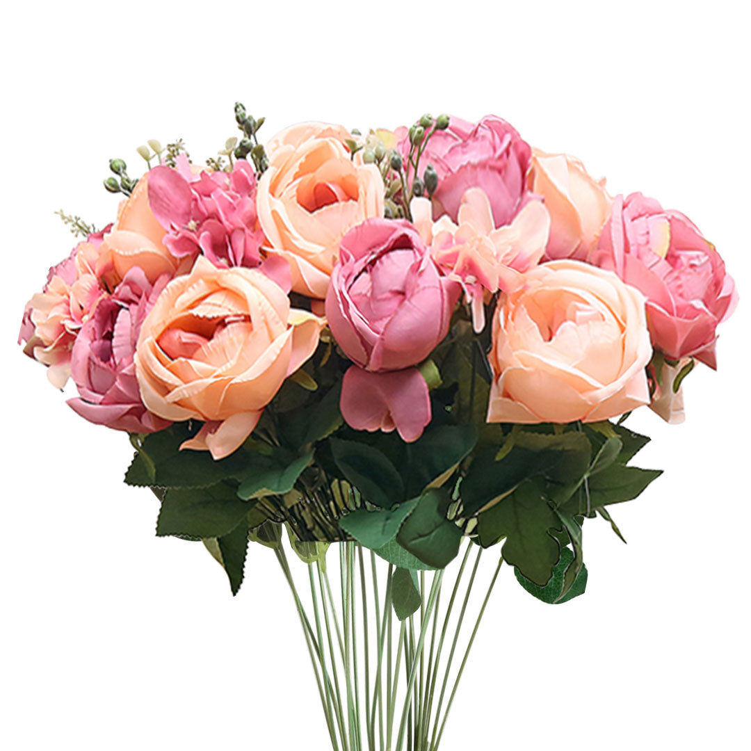 Artificial Silk Rose Bouquet (15-Pcs)