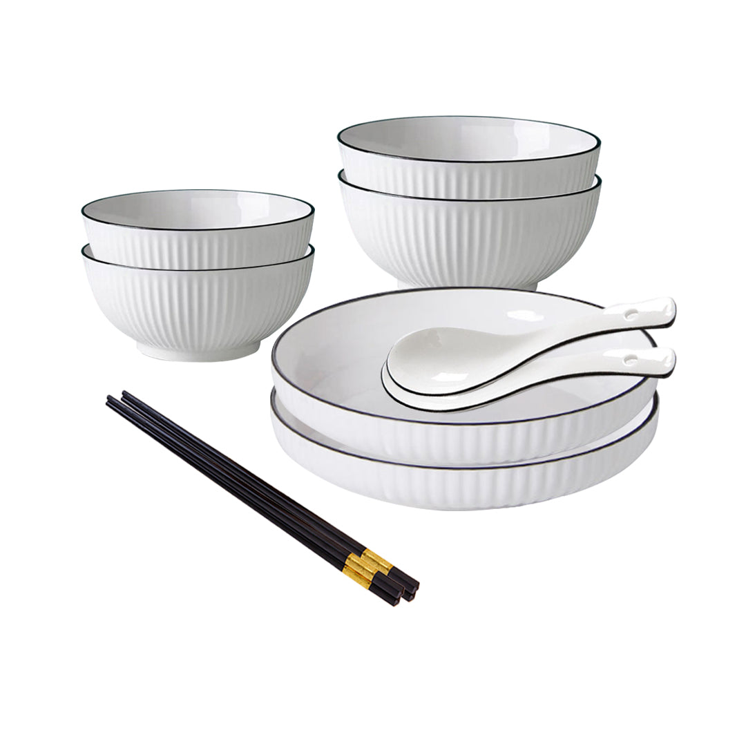 White Ceramic Dinnerware Bowl Set