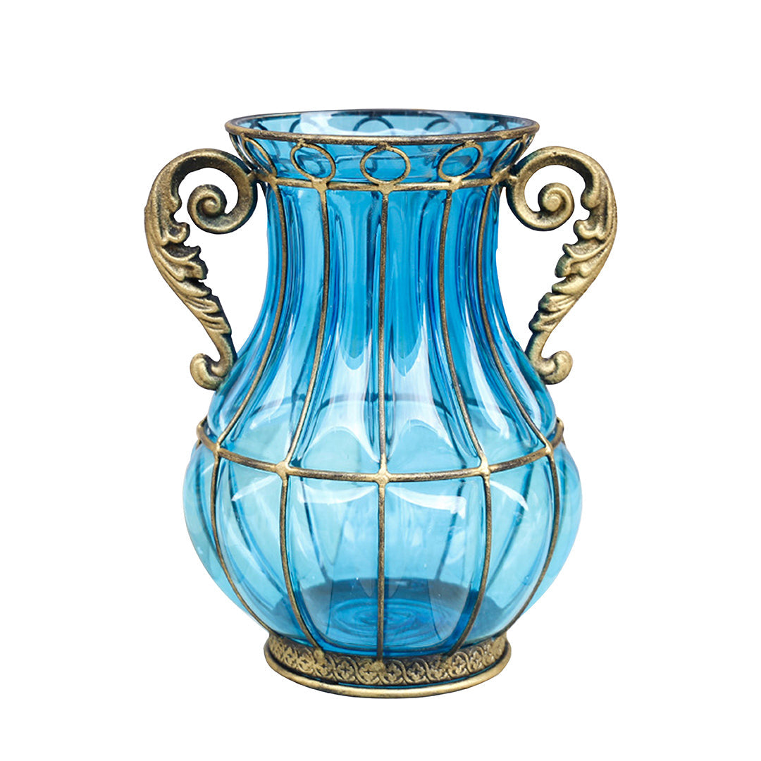 Blue Glass Flower Vase