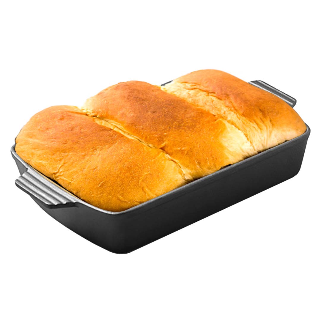 SOGA 33cm Cast Iron Rectangle Bread Cake Baking Dish Lasagna Roasting Pan