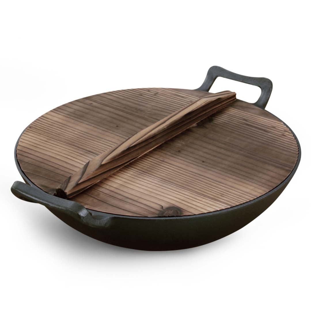 Wok FryPan With Wooden Lid