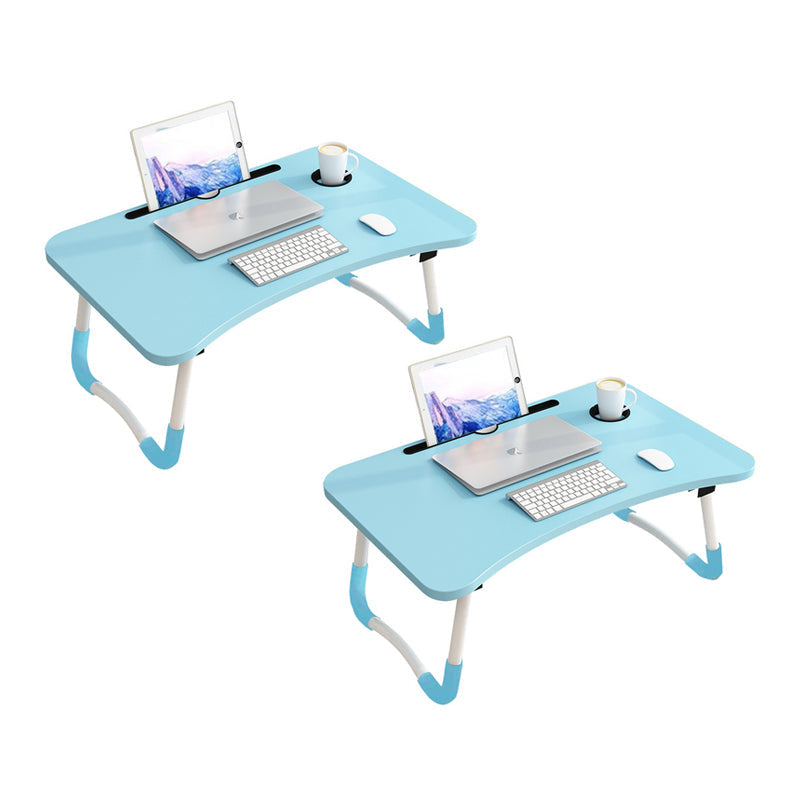 SOGA 2X Blue Portable Bed Table Adjustable Foldable Bed Sofa Study Table Laptop Mini Desk with Notebook Stand Cup Slot Home Decor