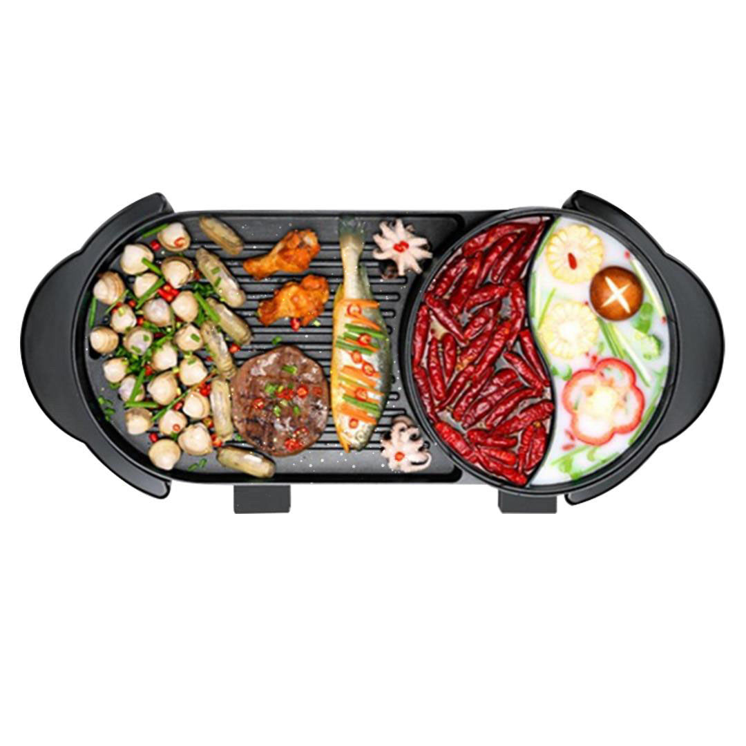 SOGA 2 in 1 Electric Non-Stick BBQ Teppanyaki Grill Plate Steamboat Dual Sided Hotpot