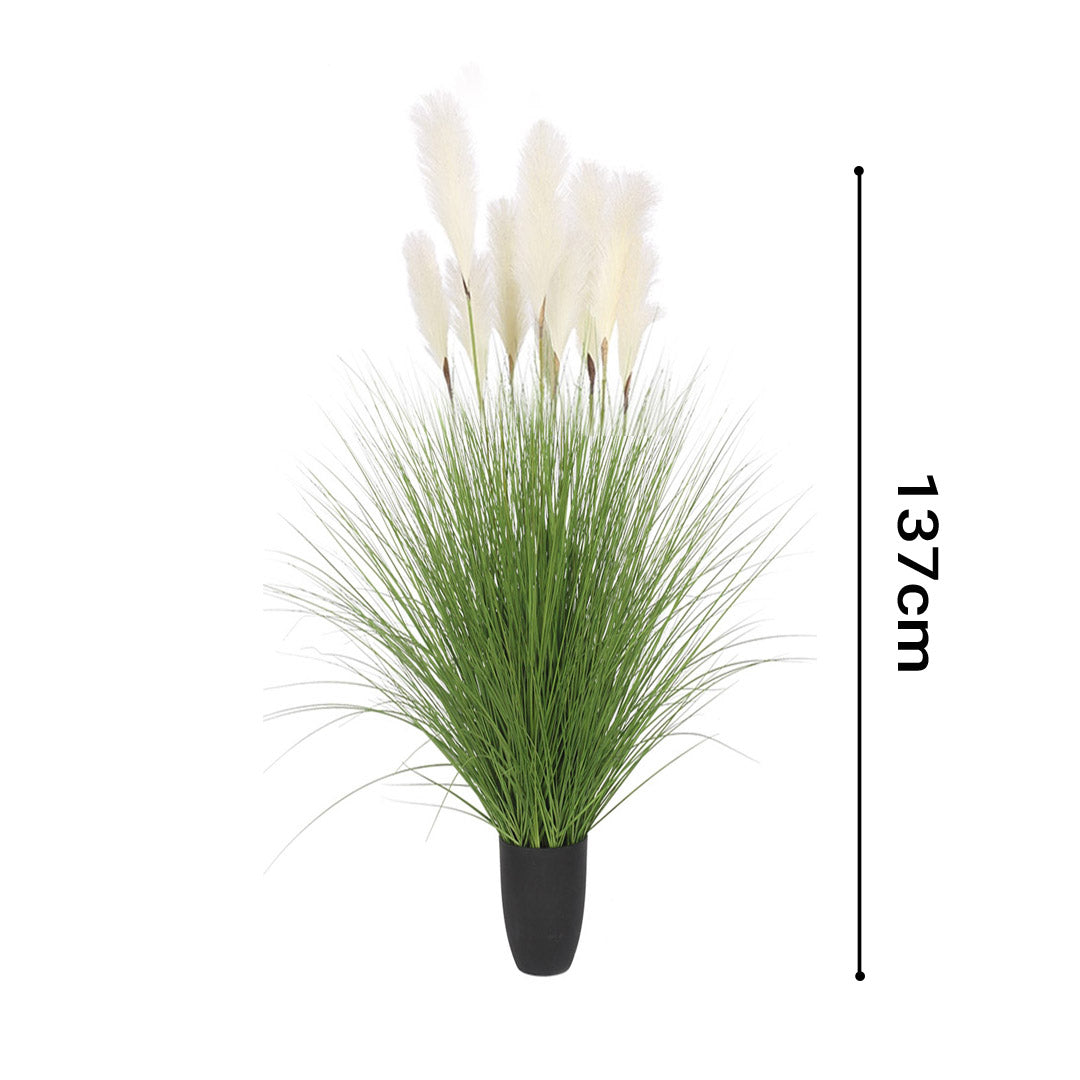 SOGA 137cm Potted Tall Silk Fake Pampas Grass, Artificial Plants Reed Greenery Flowers, Home Decor