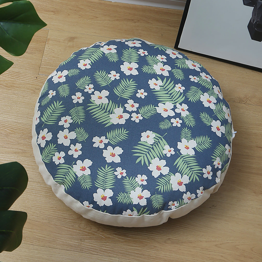 Blue Flower Pouffed Cushion