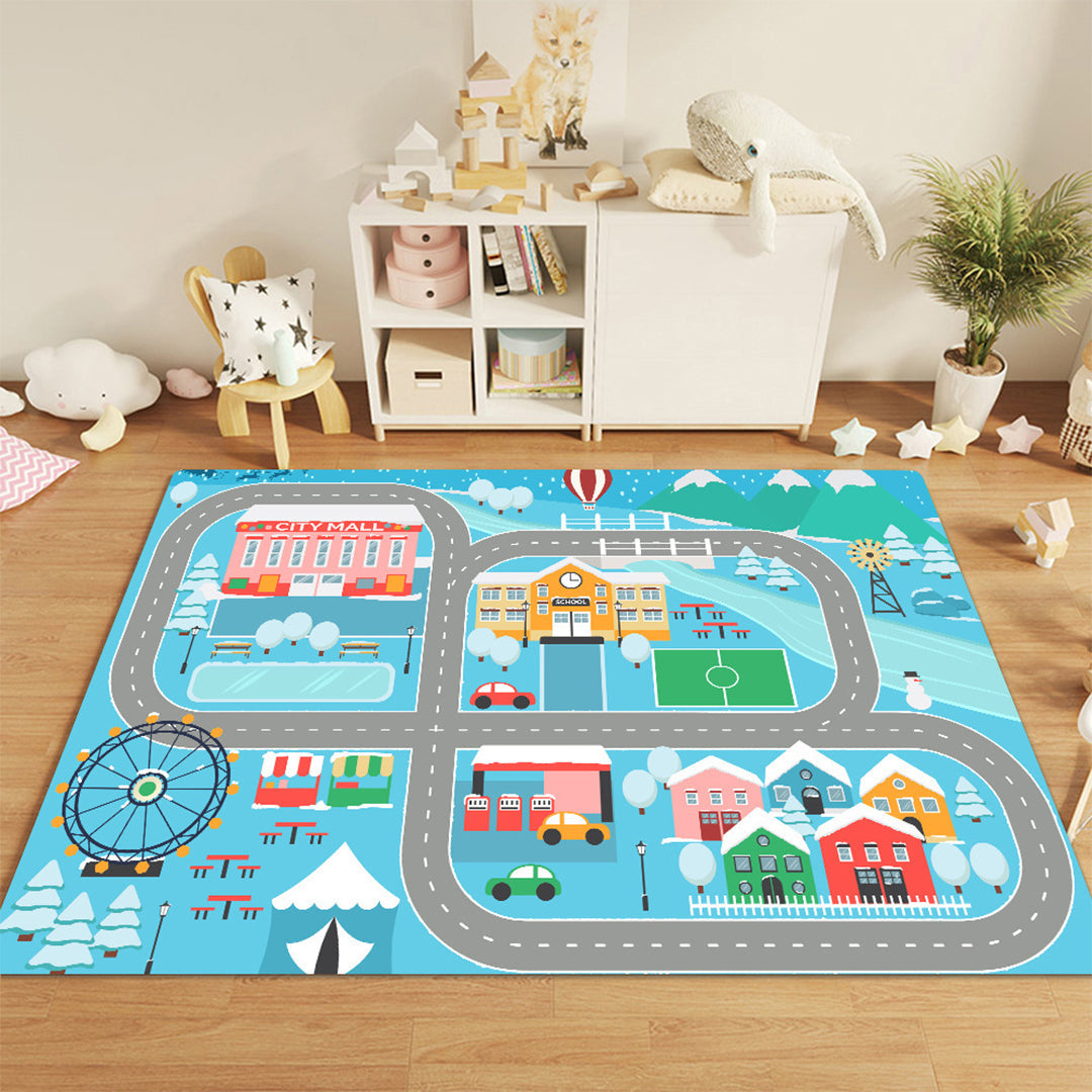 SOGA 120cm Kids Rug Street Map Play Mat Educational Baby Theme Park Area Rugs