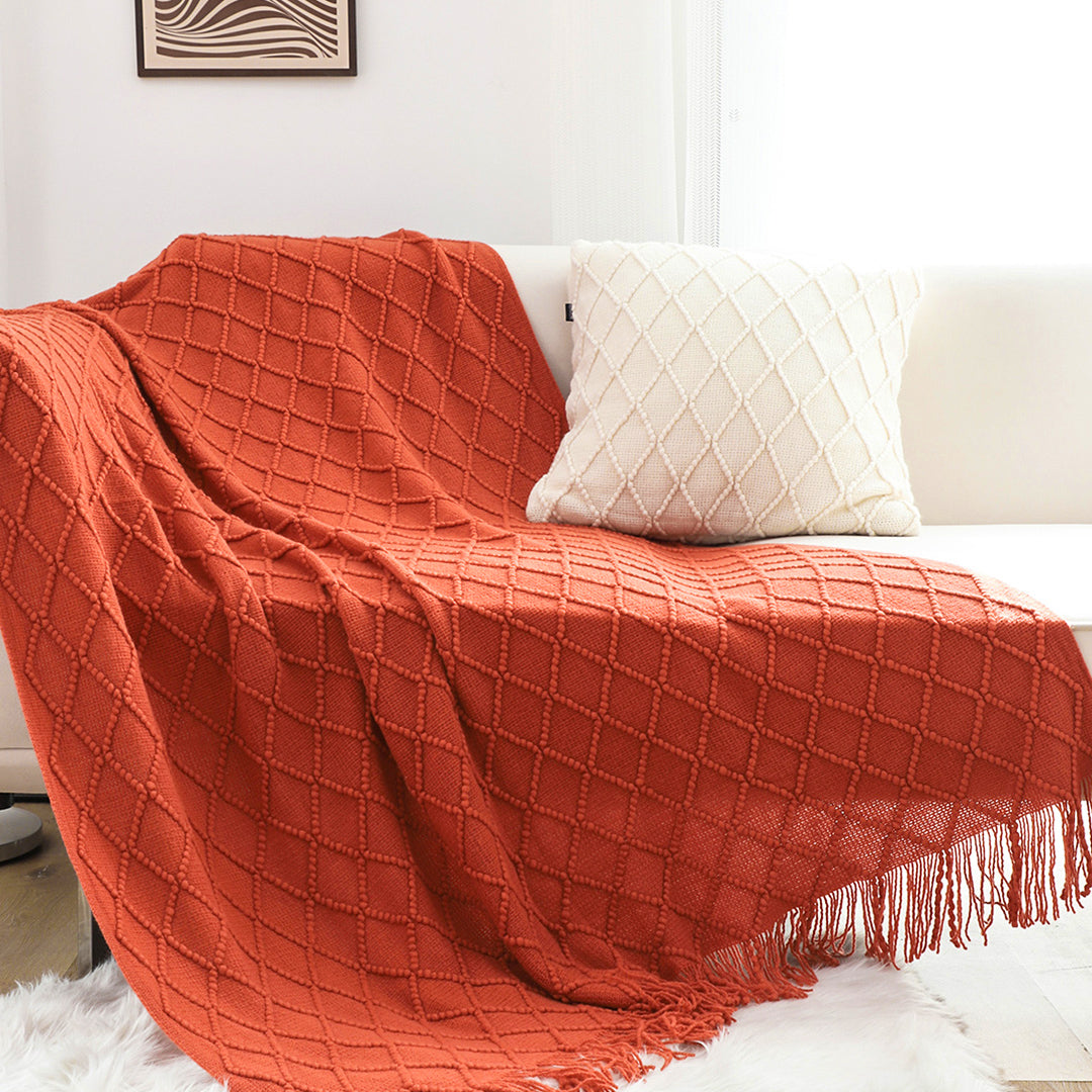 Diamond Knitted Pattern Throw Blanket