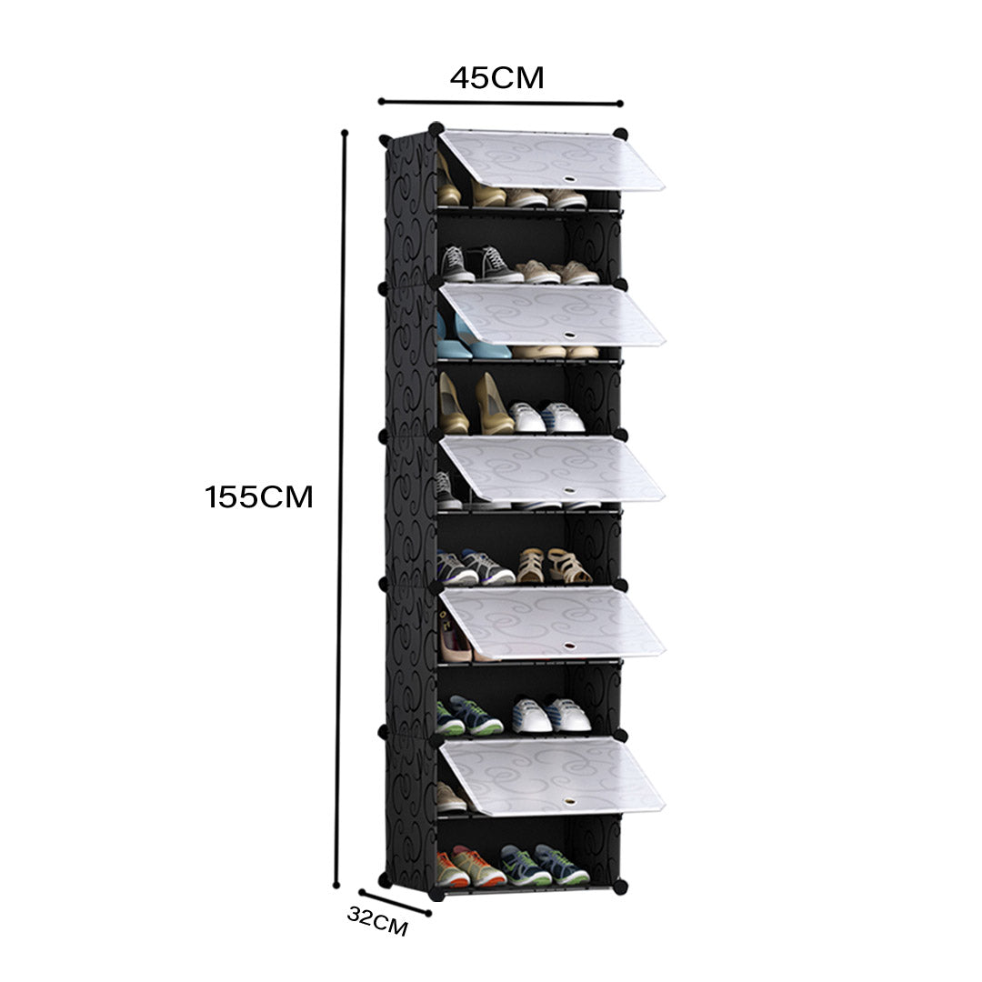 SOGA 10 Tier Shoe Rack Organizer Sneaker Footwear Storage Stackable Stand Cabinet Portable Wardrobe with Cover