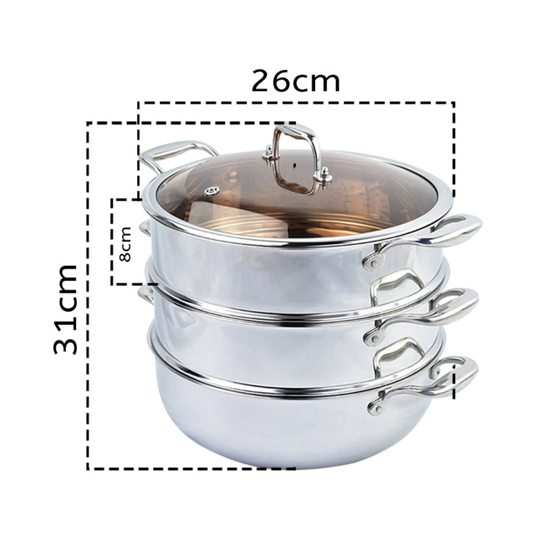 Stackable Food Steamer with Glass Lid