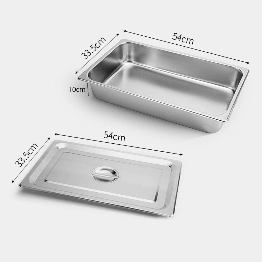 SOGA 12X Gastronorm GN Pan Full Size 1/1 GN Pan 10cm Deep Stainless Steel Tray With Lid