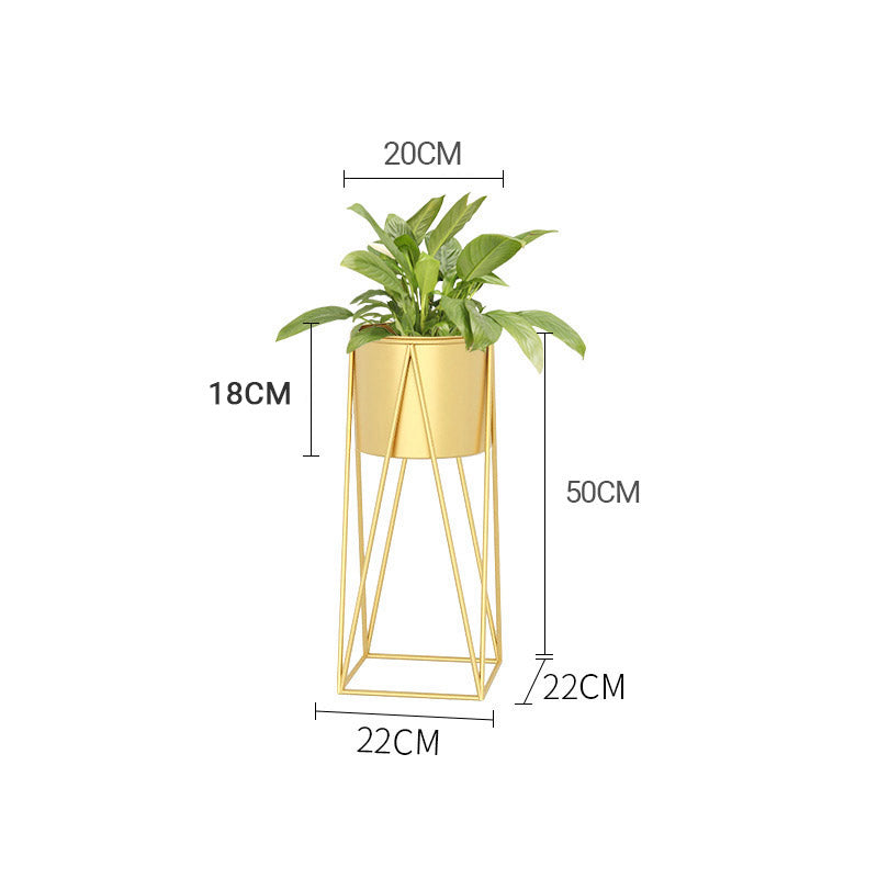 SOGA 50cm Gold Metal Plant Stand with Gold Flower Pot Holder Corner Shelving Rack Indoor Display