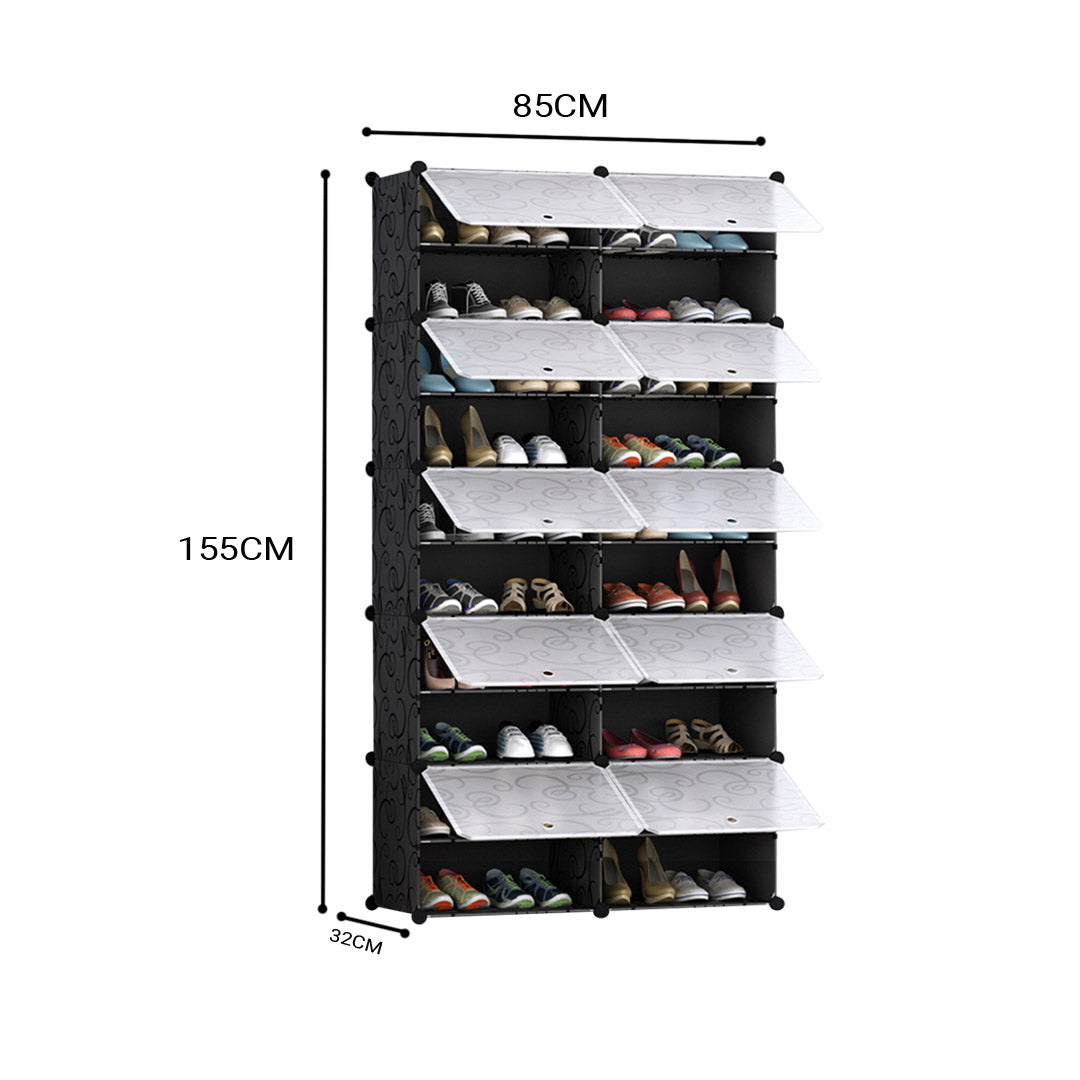 SOGA 10 Tier 2 Column Shoe Rack Organizer Sneaker Footwear Storage Stackable Stand Cabinet Portable Wardrobe with Cover