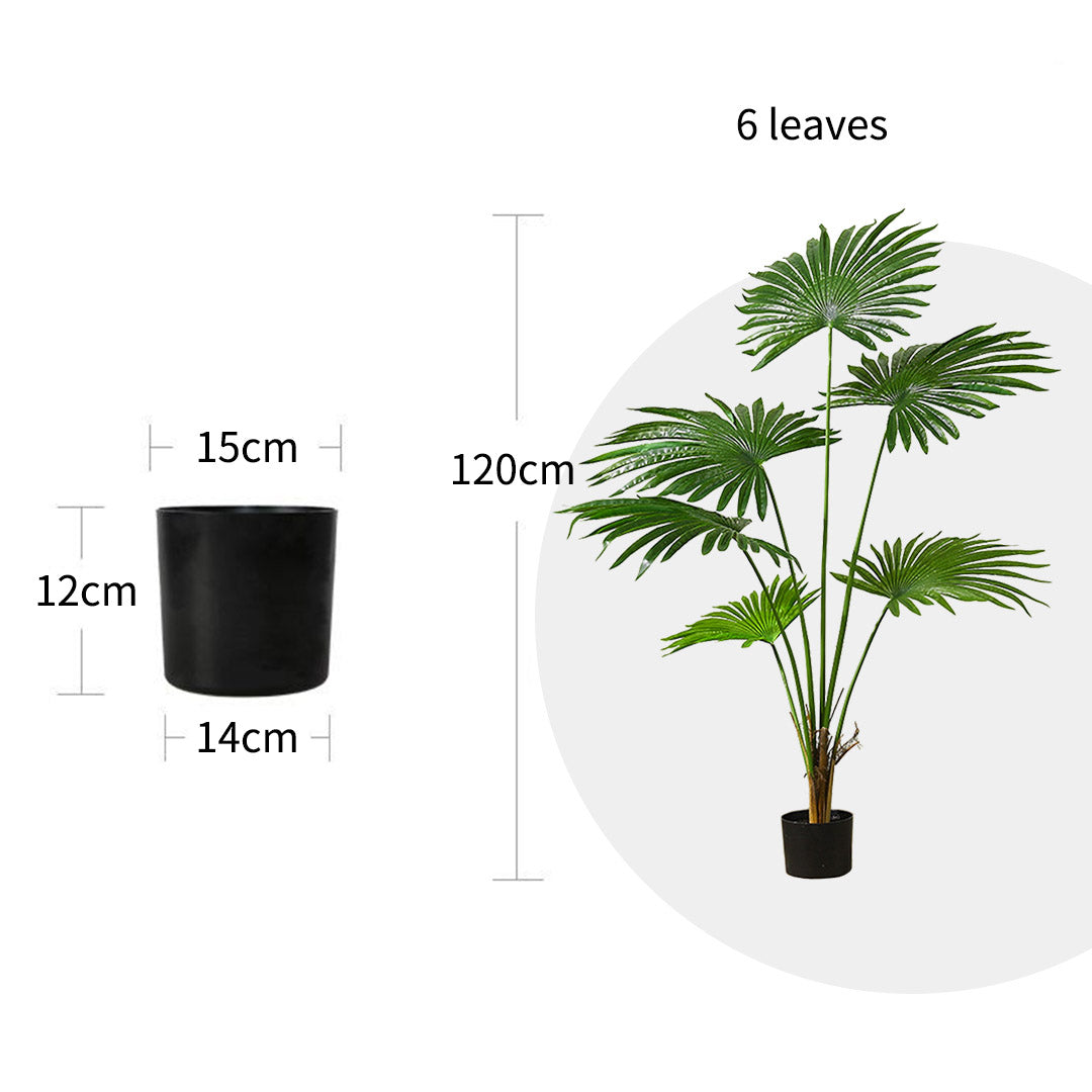 SOGA 2X 120cm Artificial Natural Green Fan Palm Tree Fake Tropical Indoor Plant Home Office Decor