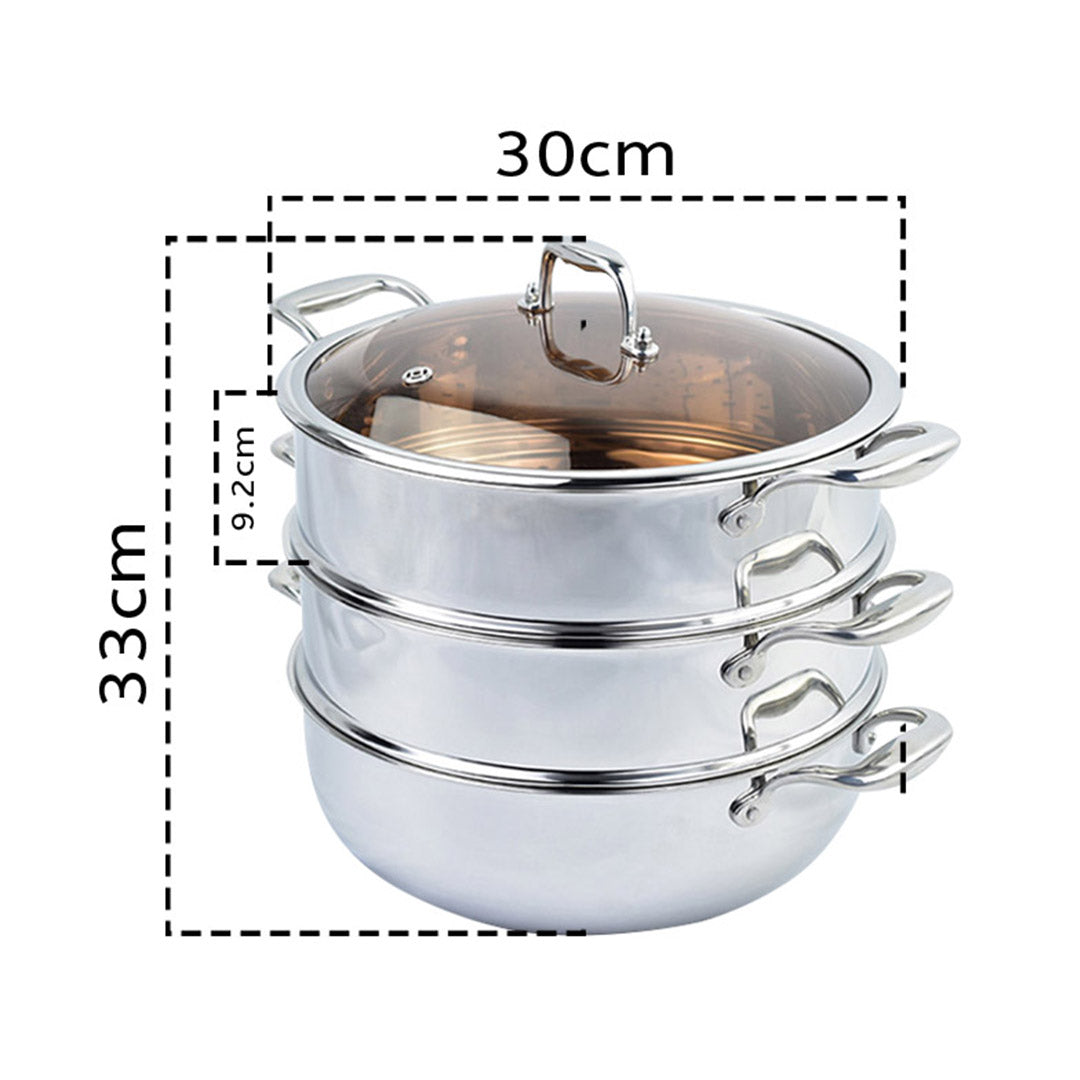 Stackable Food Steamer with Glass Lid