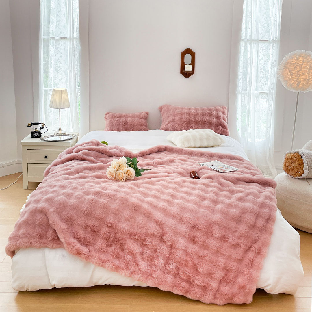 SOGA 200cm Pink Fur Fuzzy Super Soft and Cozy Fluffy Throw Blanket