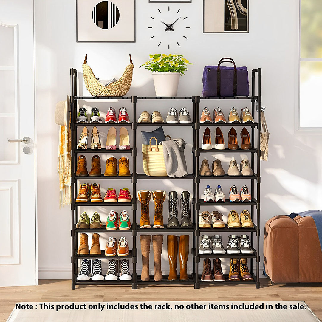 Side Way Shoe Rack Shoe Rack Organiser With Side Hooks – Simple Mart Home Essentials