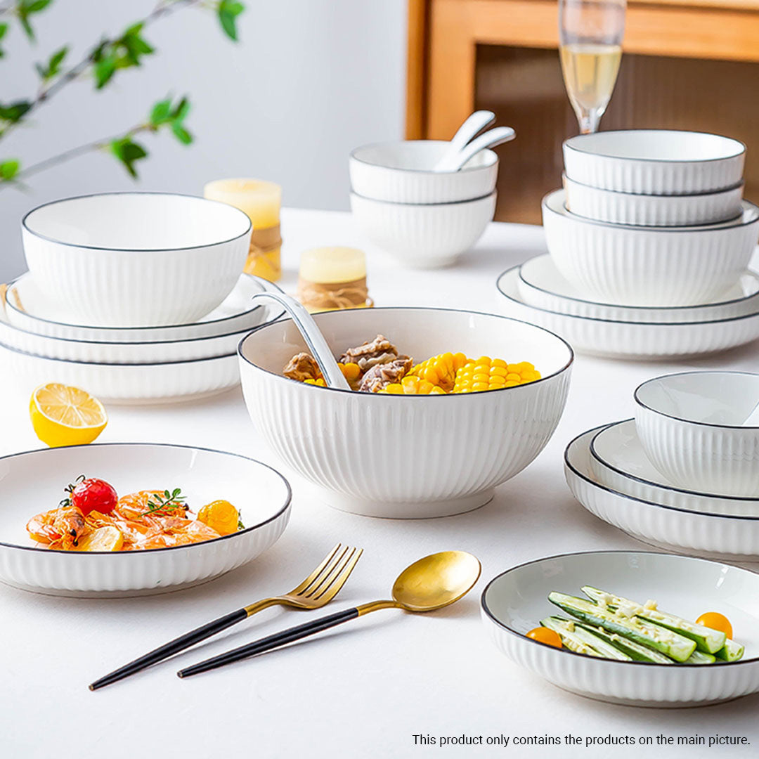 White Ceramic Dinnerware Bowl Set