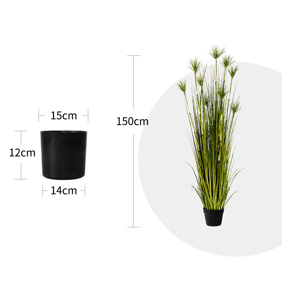 SOGA 150cm Cyperus Papyrus Plant Tree Artificial Green Grass, Home Or Office Indoor Greenery Accent