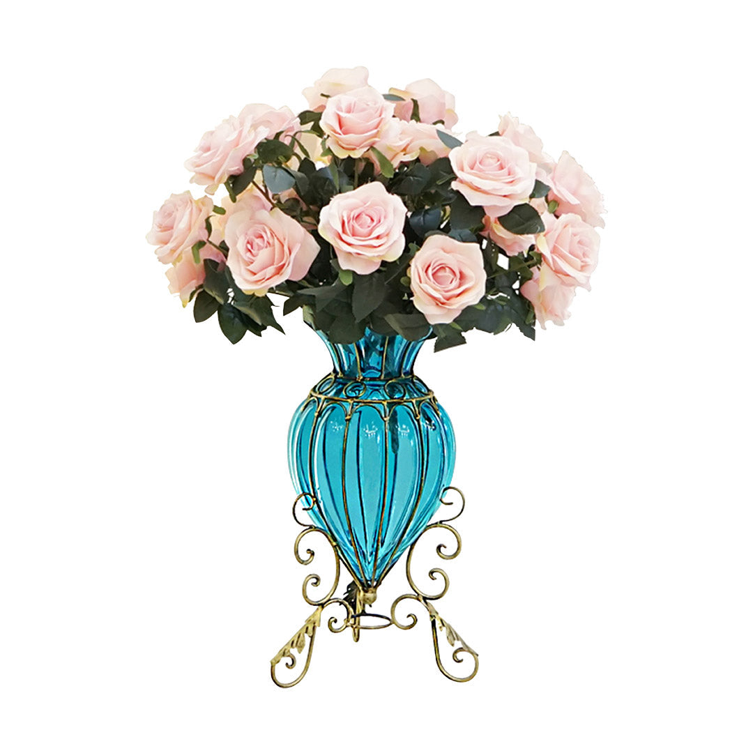 Blue Glass Flower Vase