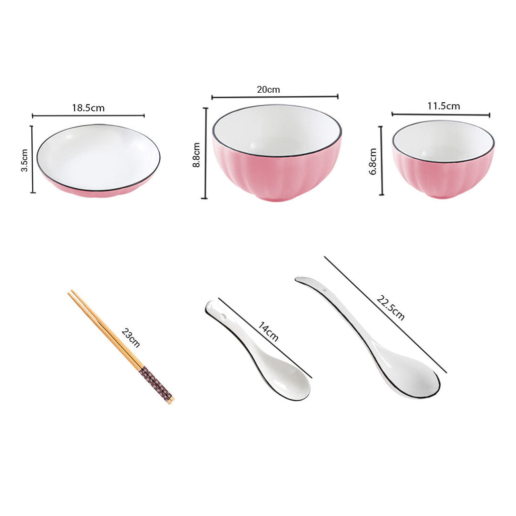 Pink Ceramic Dinnerware Bowl Set
