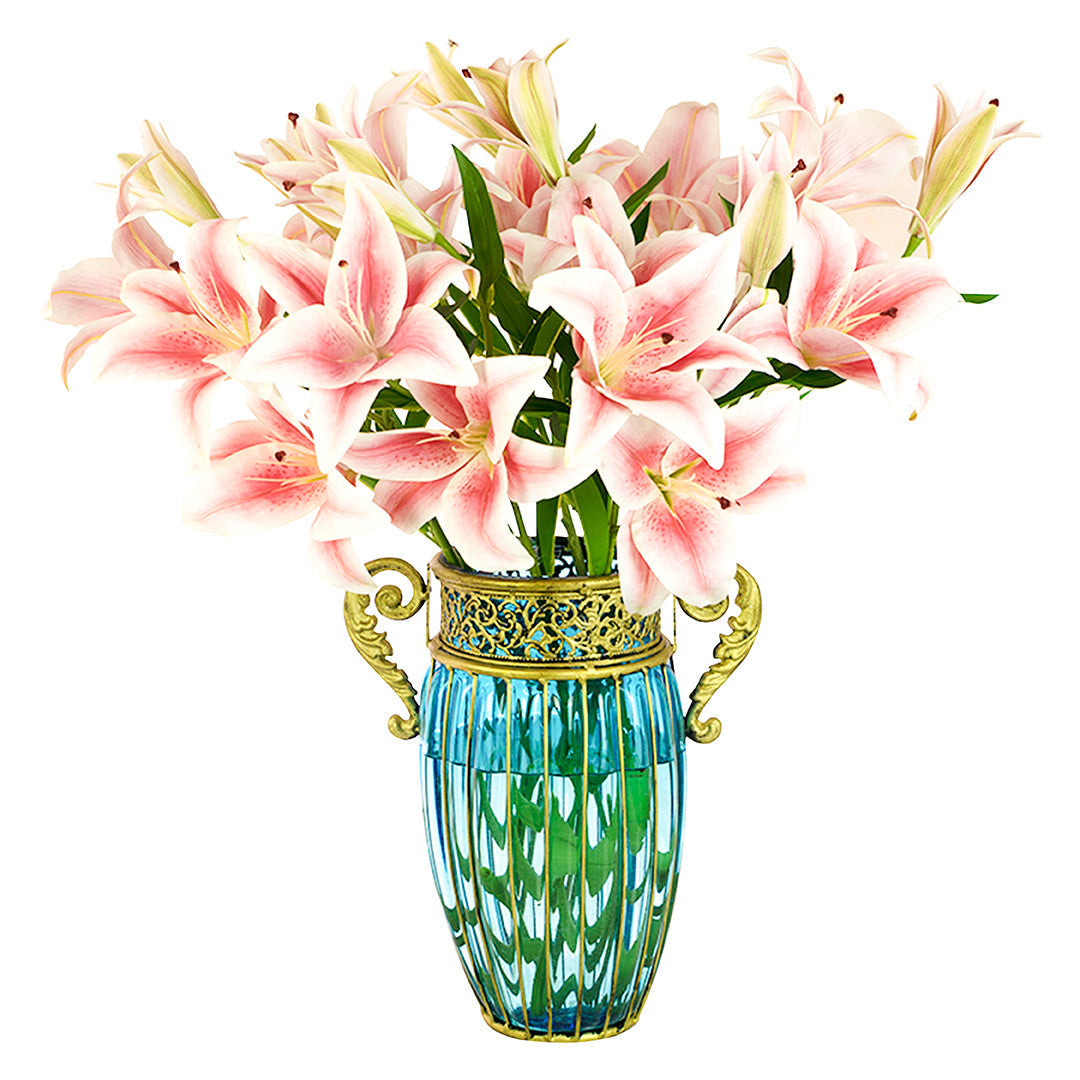 Flower Vase with Metal Handle