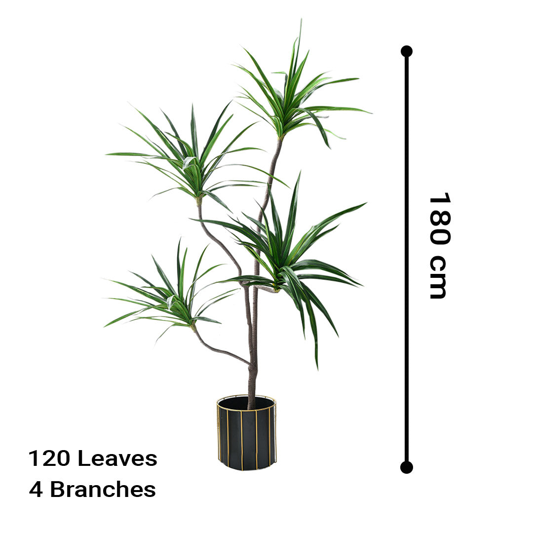 SOGA 180cm Realistic Artificial Dracaena, Rubberised Silk Cloth + Iron Wire, Home Decor