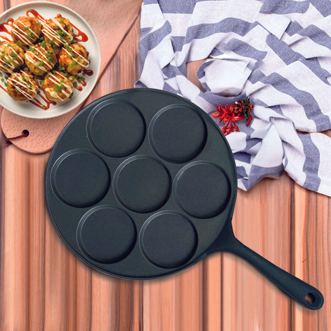 SOGA 2X 23cm Cast Iron Takoyaki Fry Pan Octopus Balls Maker 7 Hole Cavities Grill Mold