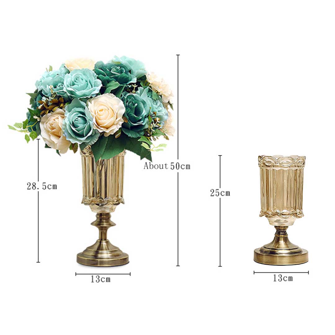 Transparent Vase with Blue Flower Set