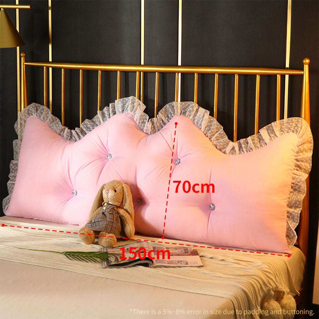 SOGA 150cm Pink Princess Bed Pillow Headboard Backrest Bedside Tatami Sofa Cushion with Ruffle Lace Home Decor