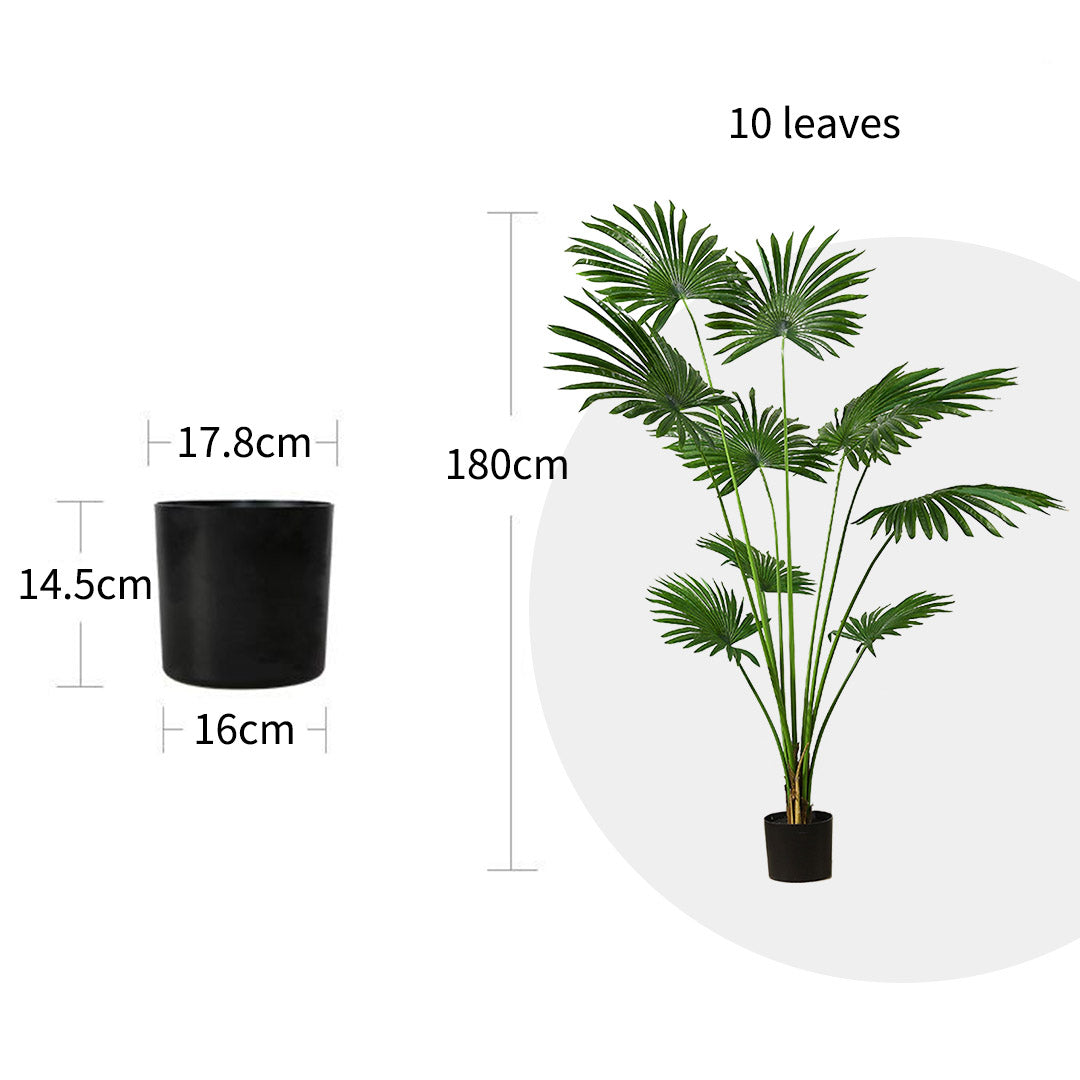 SOGA 4X 180cm Artificial Natural Green Fan Palm Tree Fake Tropical Indoor Plant Home Office Decor