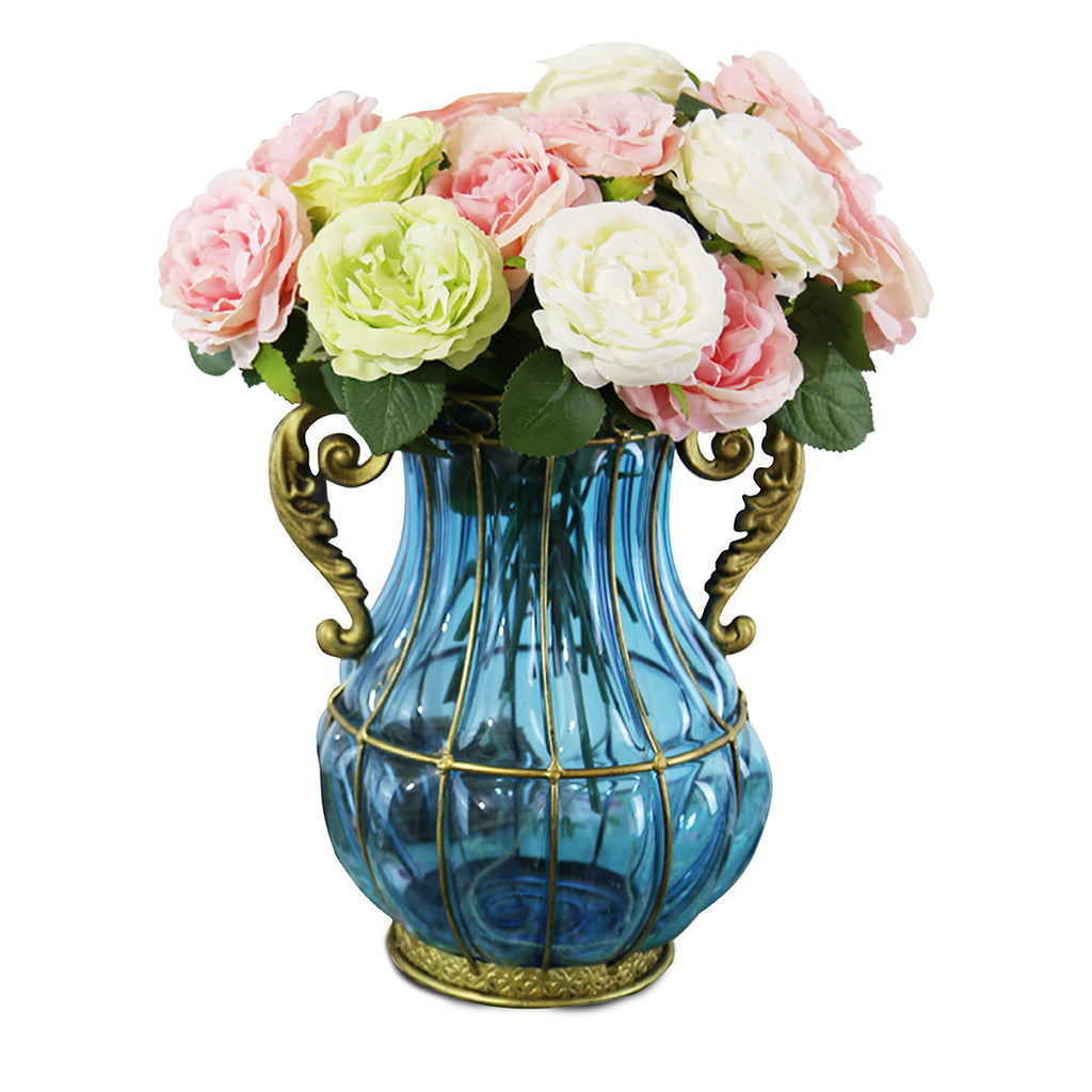 Blue Glass Flower Vase