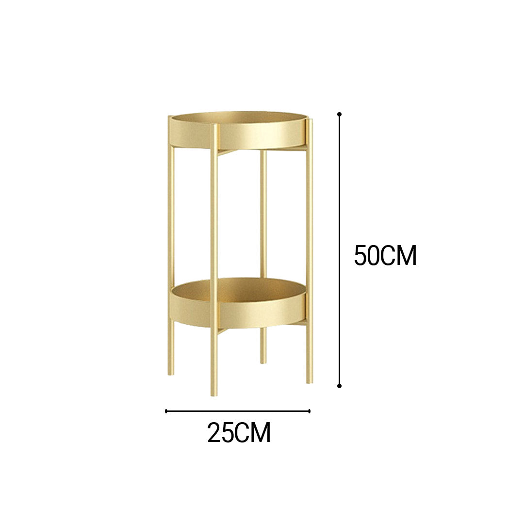 SOGA 2 Layer 50cm Gold Metal Plant Stand Flower Pot Holder Corner Shelving Rack Indoor Display