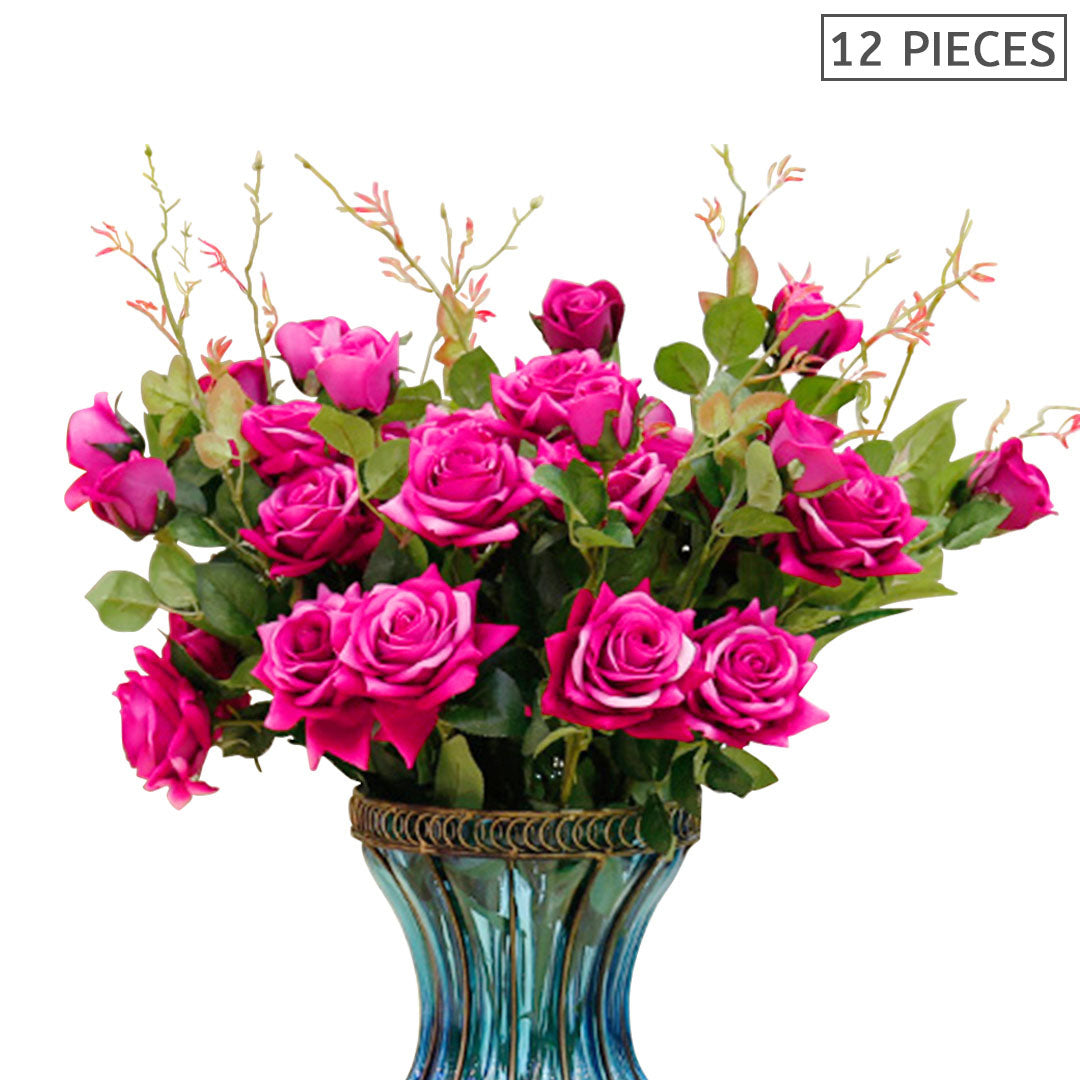 Artificial Rose Bouquet (12-Pieces)