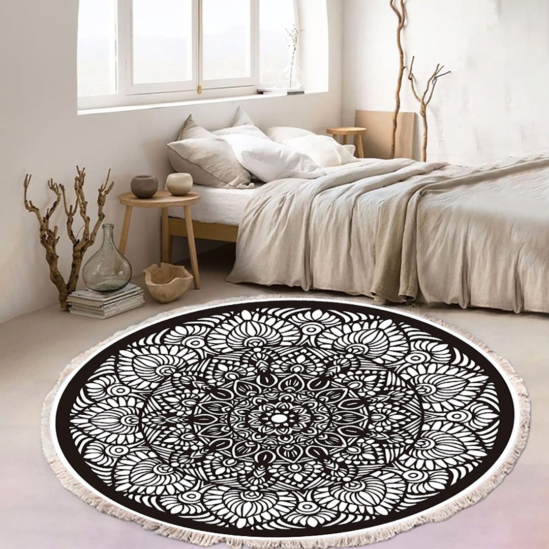 SOGA 2X 120cm Mandala Modern Ethnic Tassel Print Anti-slip Doormat Home Decor