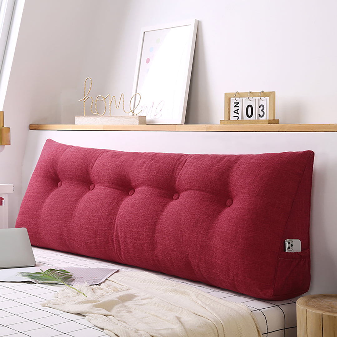 SOGA 2X 150cm Rose Red Triangular Wedge Bed Pillow Headboard Backrest Bedside Tatami Cushion Home Decor