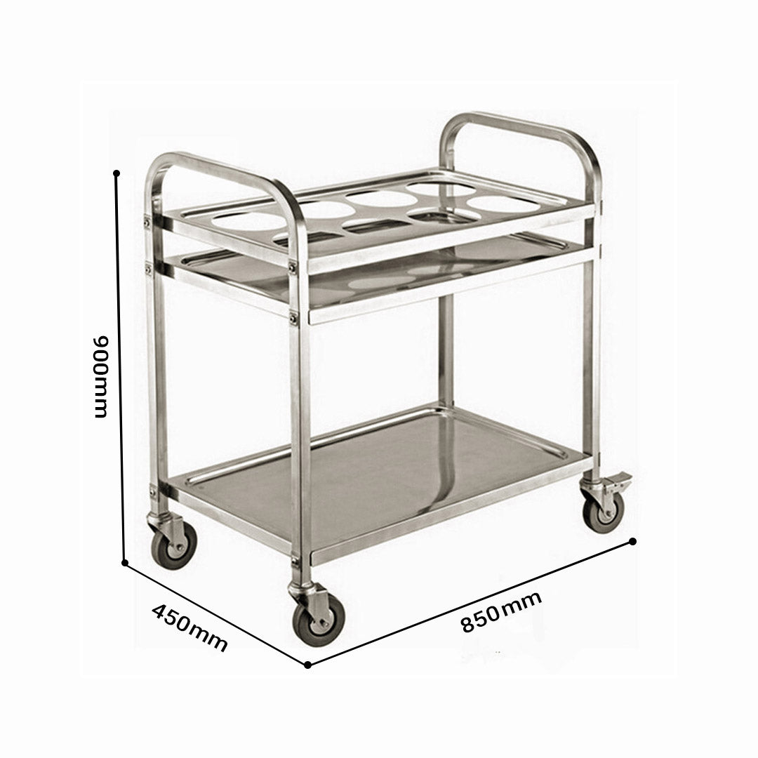 SOGA 2 Tier Stainless Steel 8 Compartment Kitchen Seasoning Car Service Trolley Condiment Holder Cart Spice Bowl