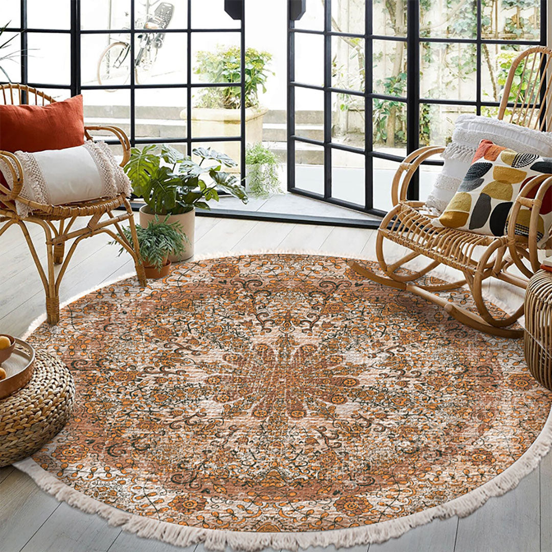 SOGA 120cm Mandala Pattern Circle Area Rugs for Living Room Lounge Anti-slip Doormat Home Decor